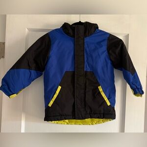 Boy's Blue, Black, and Green Winter Jacket Size 4T